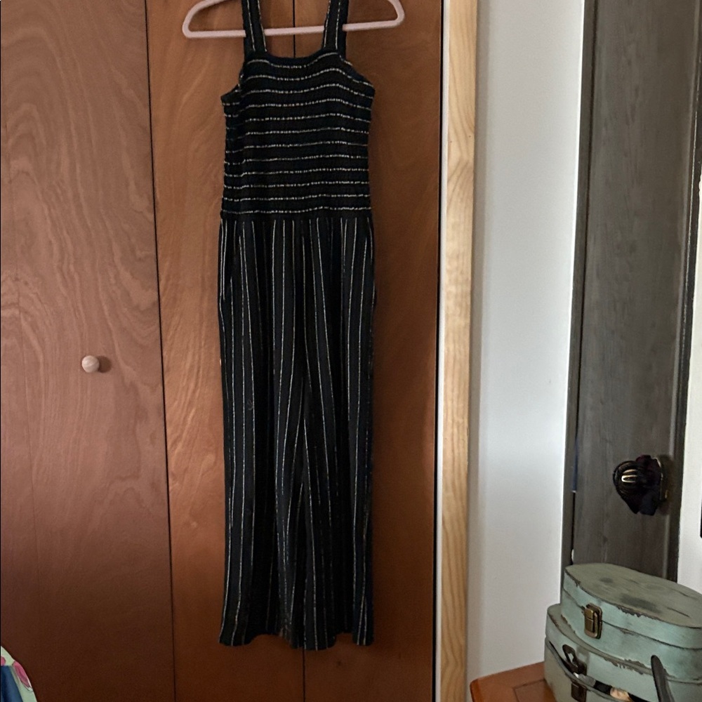Alter’d State Black and White Striped Jumpsuit Size L